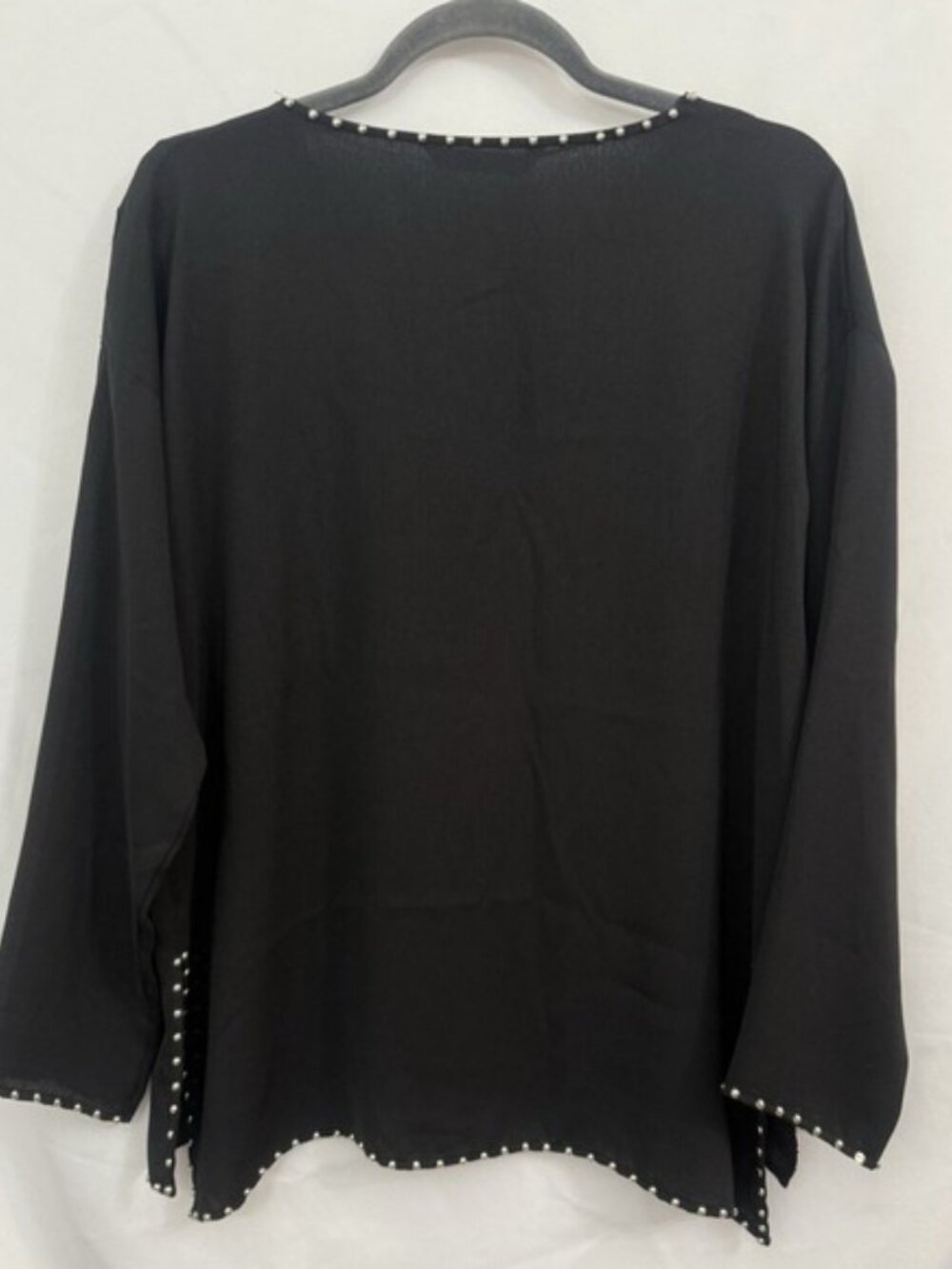 ZARA Woman Black Studded 3/4 Sleeve Tunic Top‎ Womens Size S